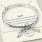 Madeline Love Antique Silver FAITH Message Cross Medal Angel Wing Charm Stretch Bracelet - Bracelets