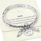 Madeline Love Antique Silver FAITH Message Cross Medal Angel Wing Charm Stretch Bracelet - Bracelets - desc