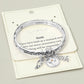 Madeline Love Antique Silver FAITH Message Cross Medal Angel Wing Charm Stretch Bracelet - Bracelets - extra