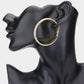 Madeline Love Gold Rhinestone Embellished Metal Hoop Earrings