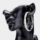 Madeline Love AB, Silver Rhinestone Embellished Metal Hoop Earrings