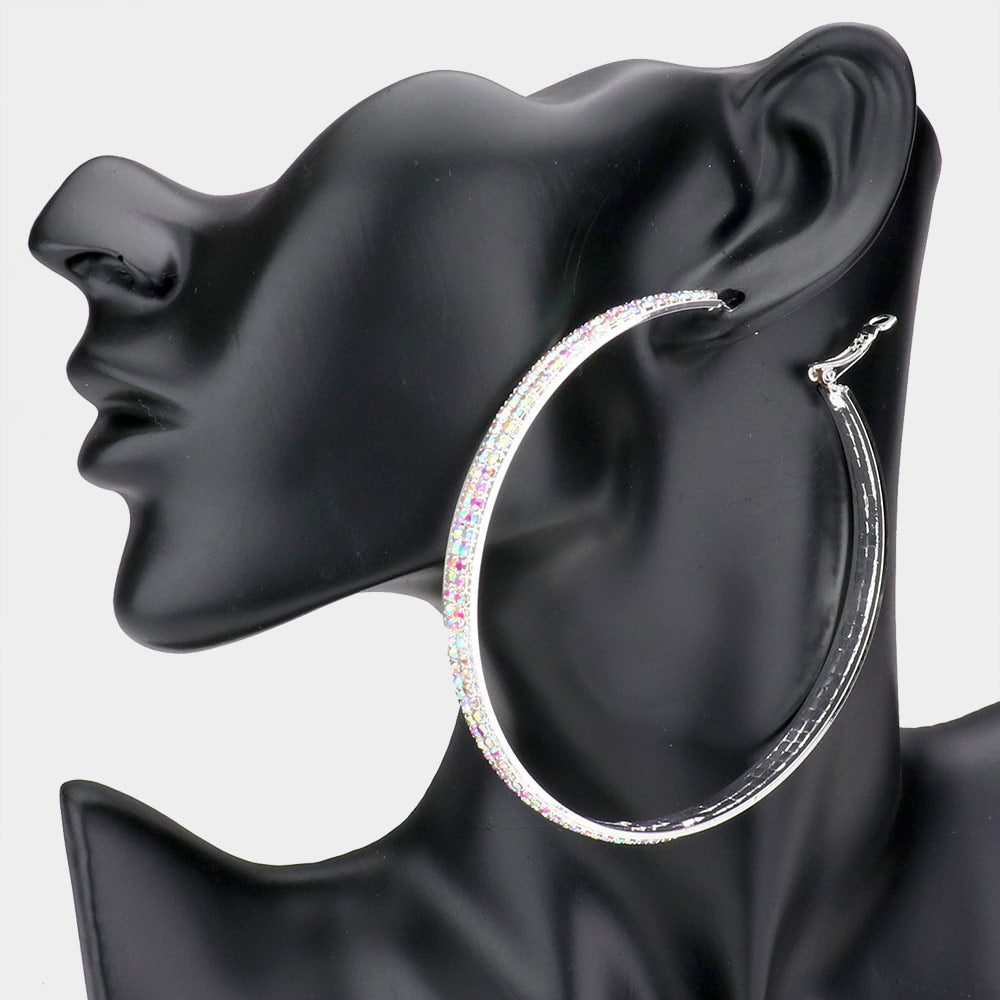 Madeline Love AB, Silver Rhinestone Hoop Earrings