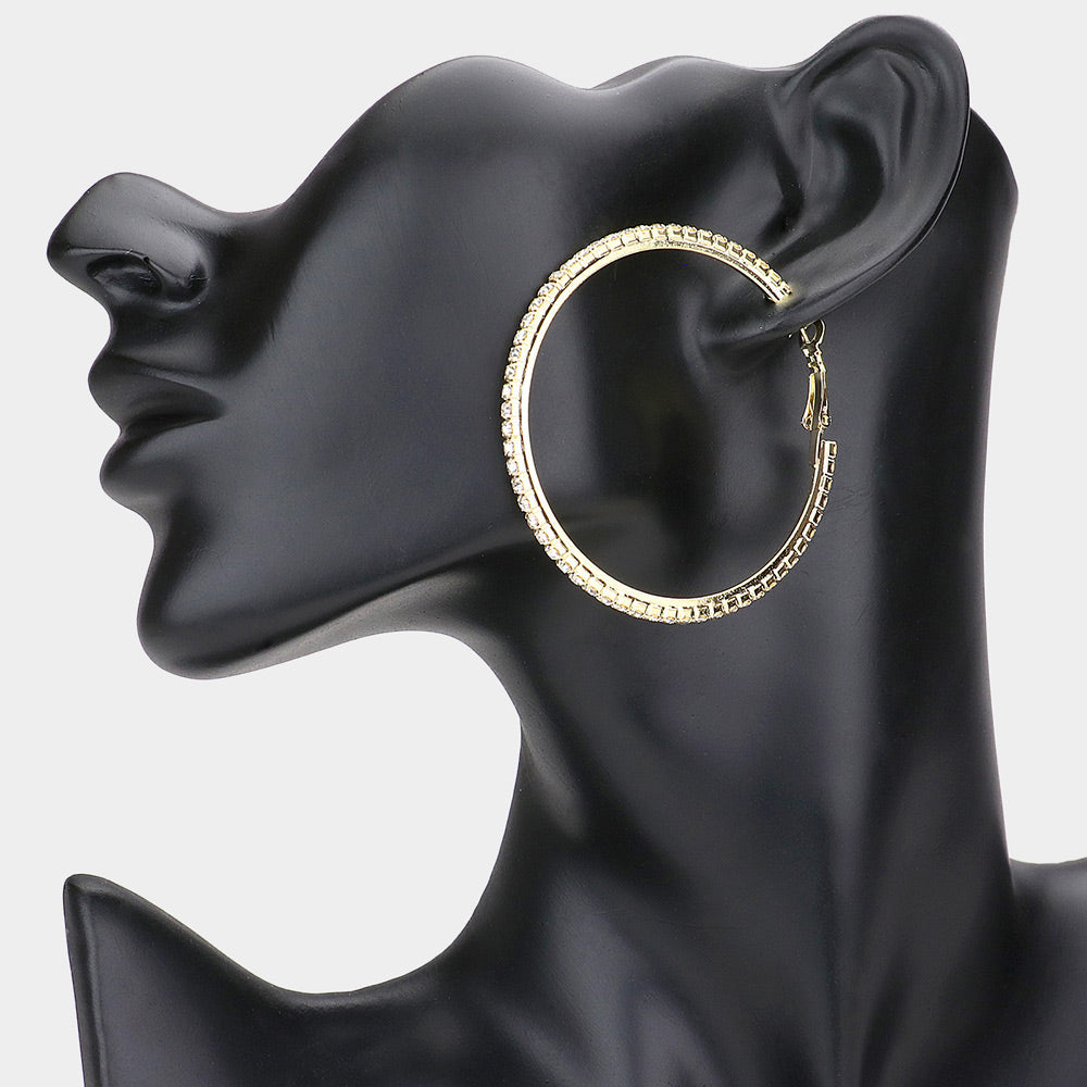 Madeline Love Clear, Gold Crystal Rhinestone Hoop Earrings