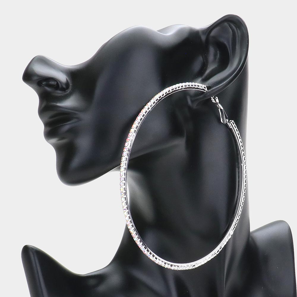 Madeline Love AB, Silver Rhinestone Hoop Earrings