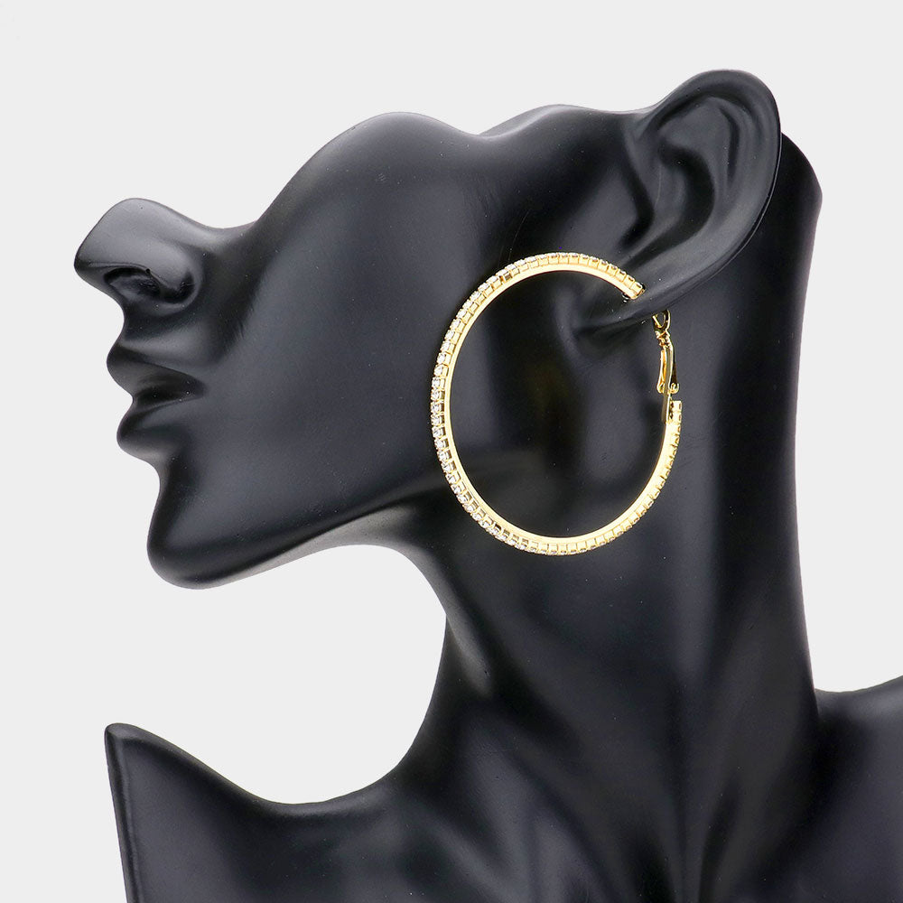 Madeline Love Gold Rhinestone Hoop Earrings