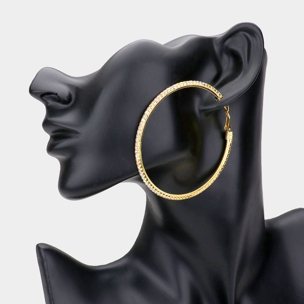 Madeline Love AB, Gold Rhinestone Hoop Earrings