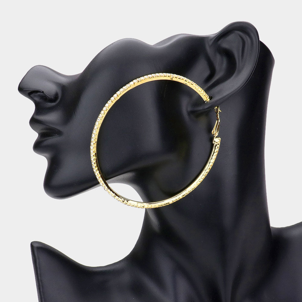 Madeline Love Gold Rhinestone Hoop Earrings