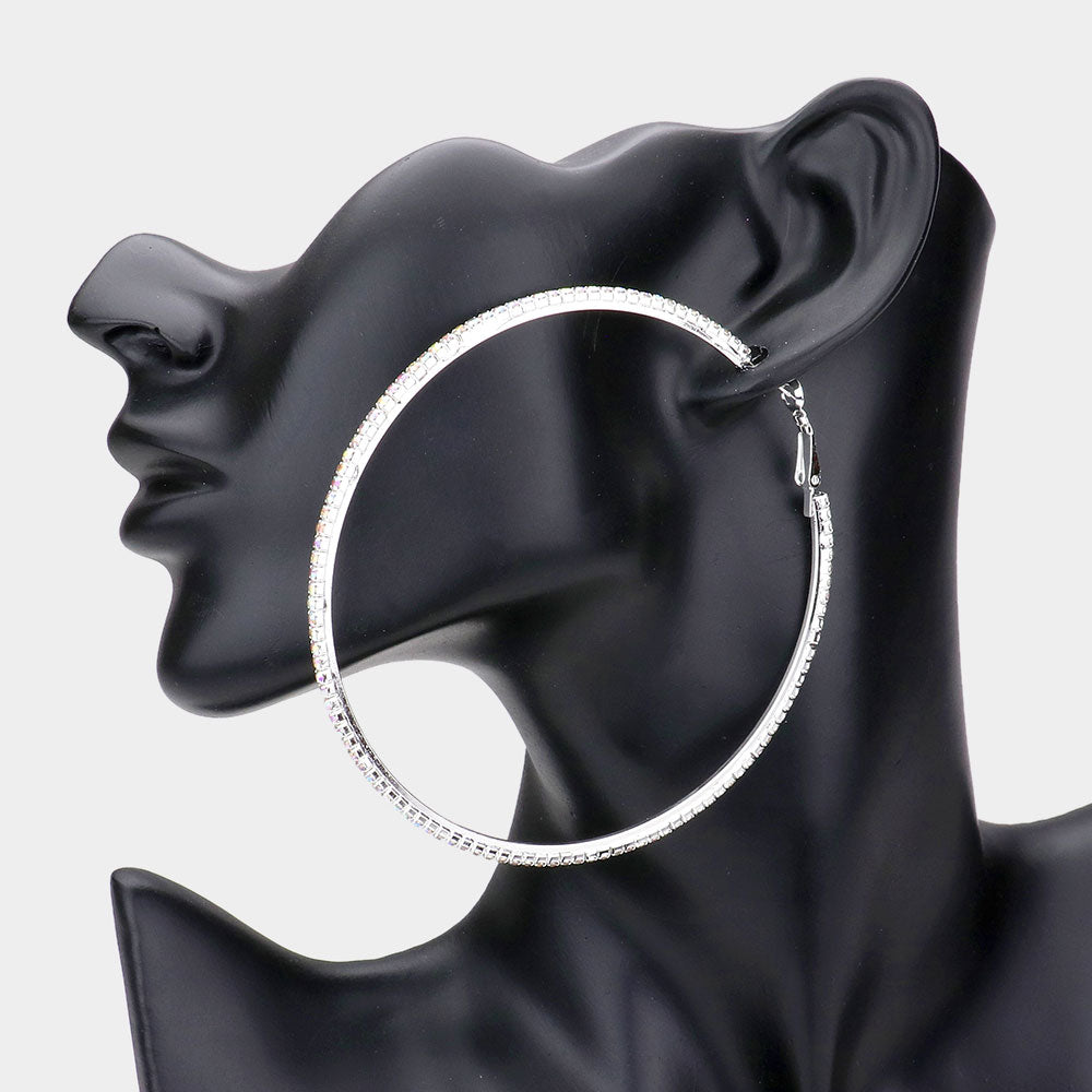 Madeline Love AB, Silver Rhinestone Hoop Earrings