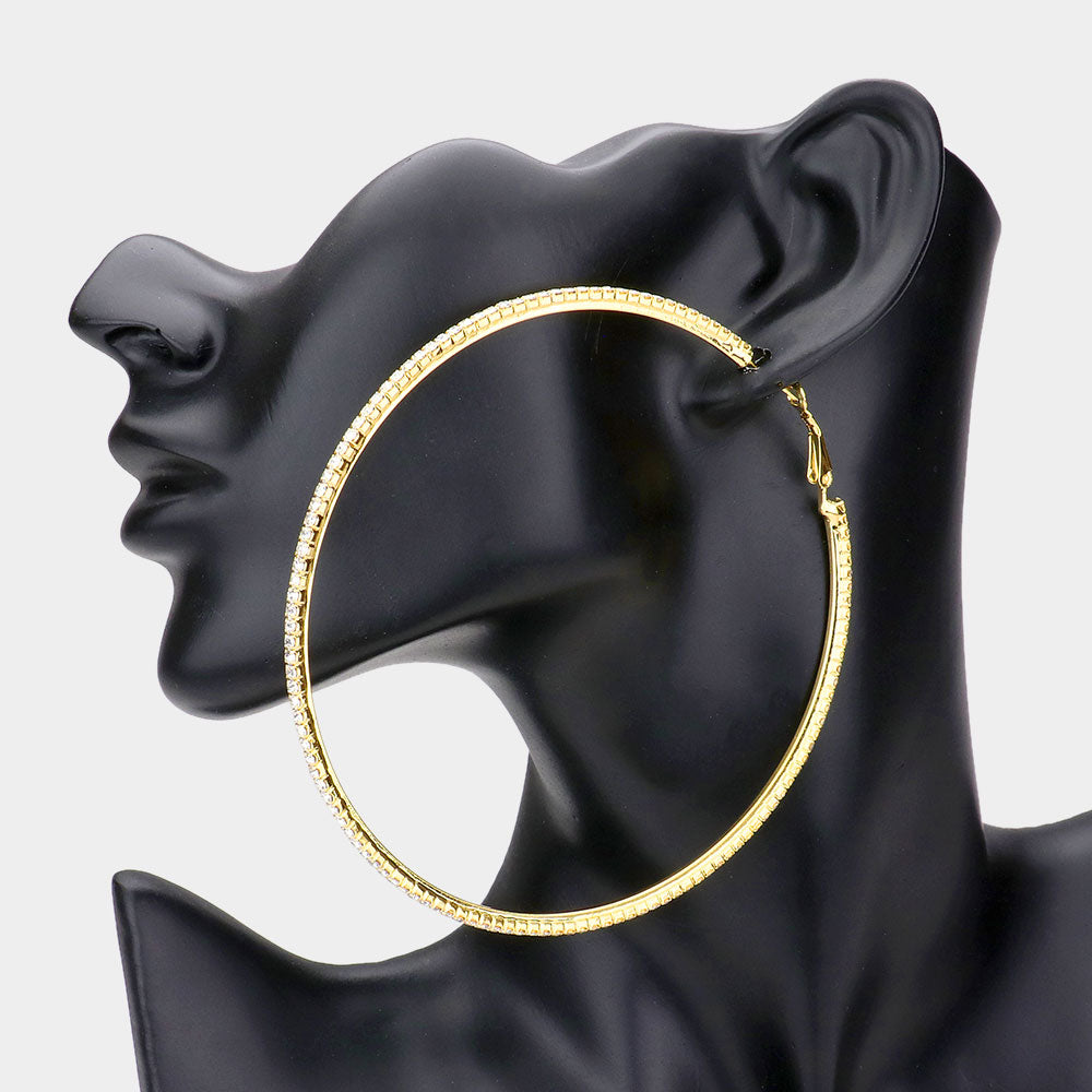 Madeline Love Gold Rhinestone Hoop Earrings