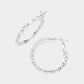 Madeline Love Clear, Silver Rectangle Stone Cluster Hoop Earrings