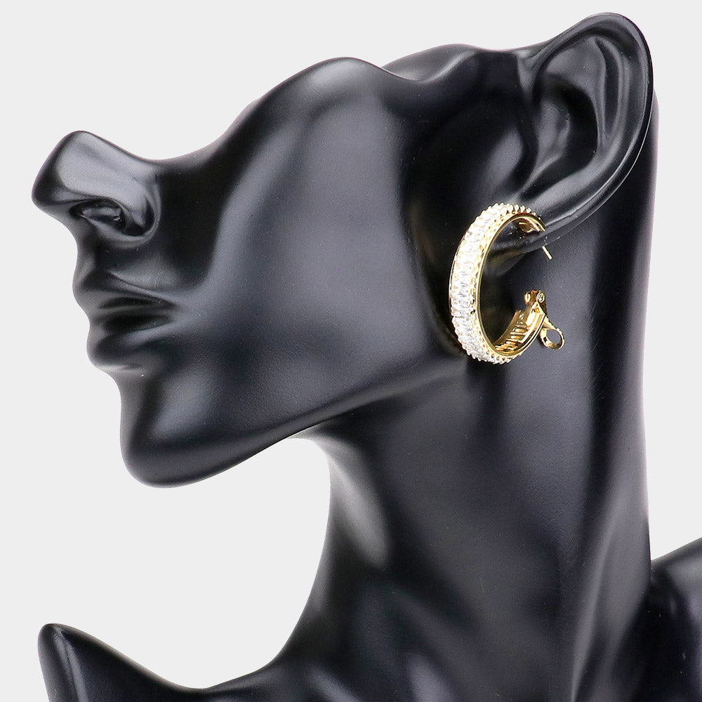 Madeline Love Gold Rectangle Stone Cluster Hoop Earrings
