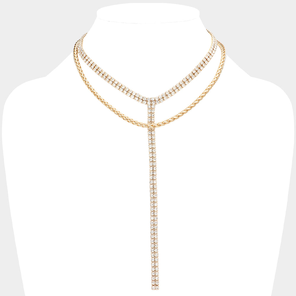 Madeline Love Gold Gold Dipped Rhinestone Y Necklace - Jewelry