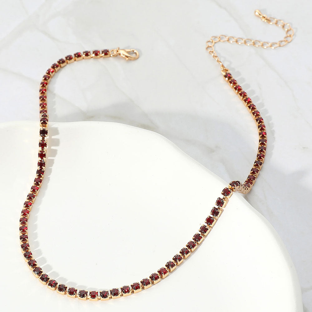 Madeline Love Gold, Siam Brass Metal Rhinestone Necklace