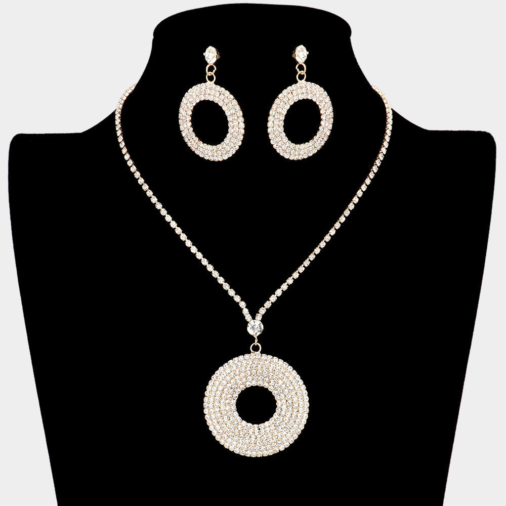 Madeline Love Gold Rhinestone Pave Open Circle Rhinestone Necklace - Jewelry