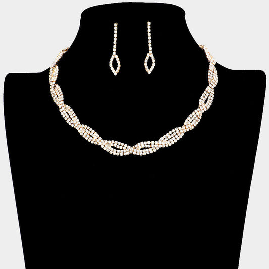 Madeline Love Gold Crystal Twisted Rhinestone Necklace - Jewelry