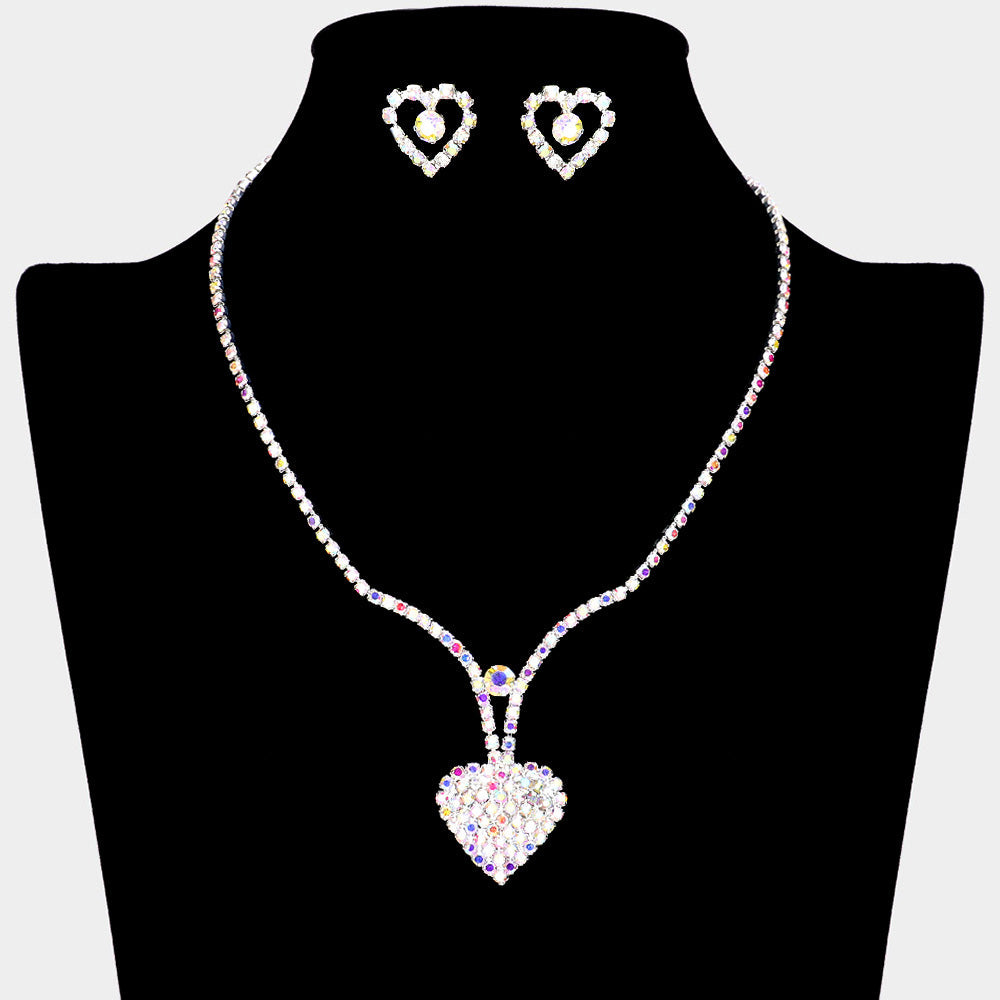 Rhinestone Paved Heart Necklace