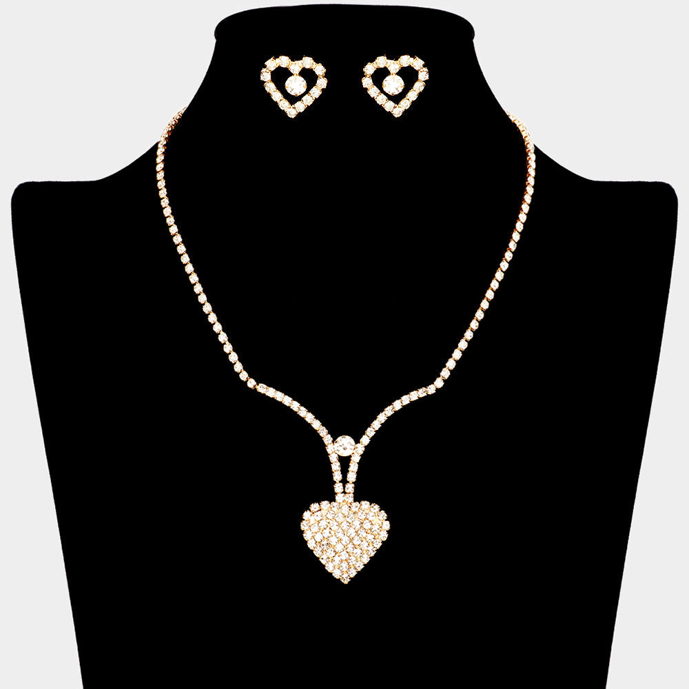 Rhinestone Paved Heart Necklace