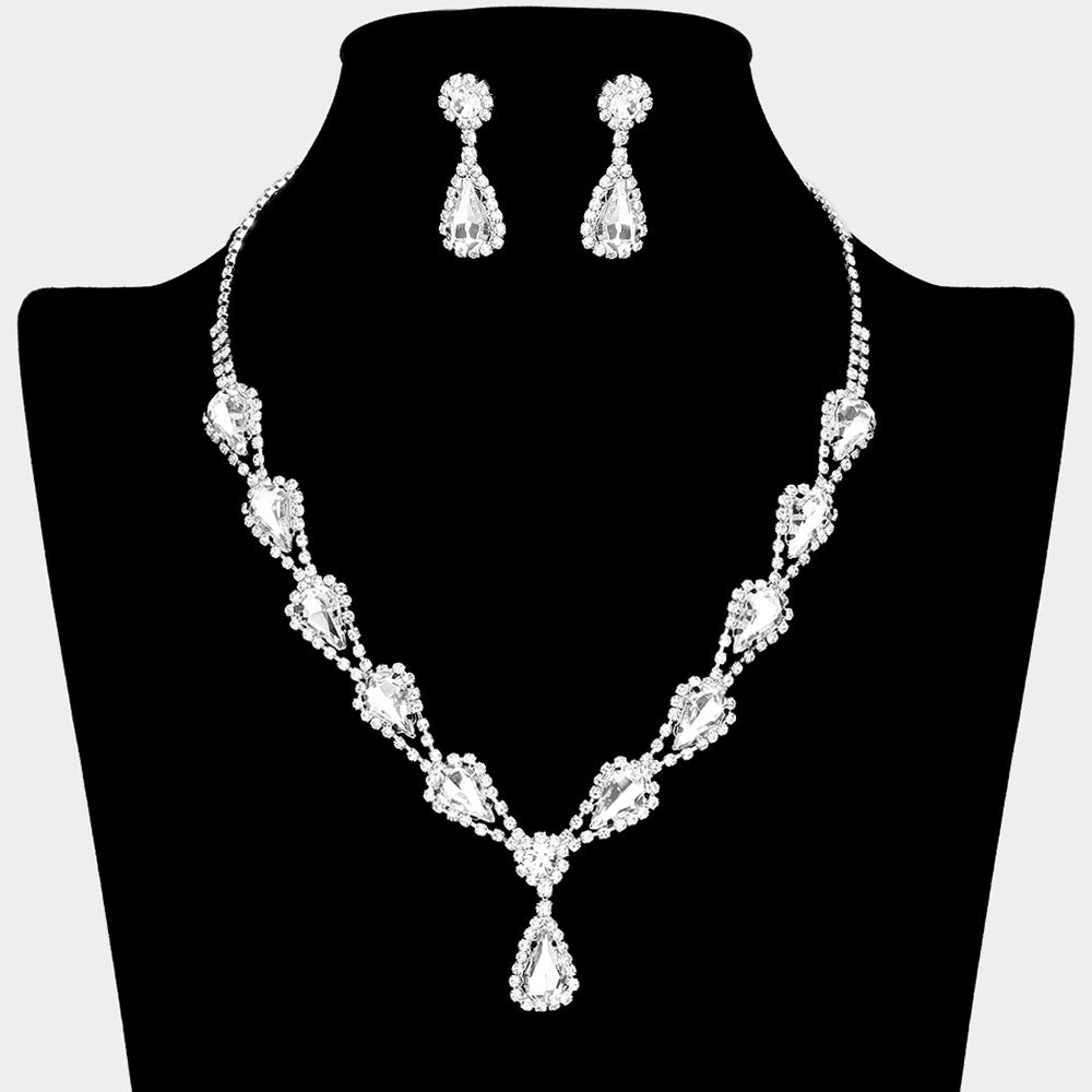 Madeline Love Silver Teardrop Rhinestone Accented Necklace - Jewelry