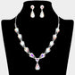 Madeline Love AB, Silver Teardrop Rhinestone Accented Necklace - Jewelry