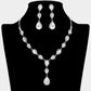 Madeline Love Clear, Silver Teardrop Cluster Embellished Rhinestone Necklace