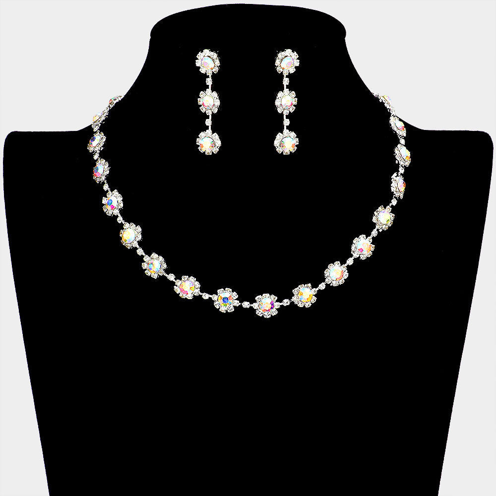 Madeline Love AB Floral Crystal Rhinestone Collar Necklace