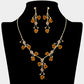 Madeline Love Gold, Topaz Rhinestone Embellished Rose Flower Cluster Vine Necklace - Jewelry