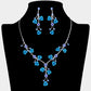 Madeline Love Blue, Silver Rhinestone Embellished Rose Flower Cluster Vine Necklace - Jewelry