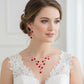 Madeline Love Red, Silver Rhinestone Embellished Rose Flower Cluster Vine Necklace - Jewelry