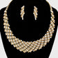 Madeline Love Clear, Gold Crystal Rhinestone Round Collar Necklace