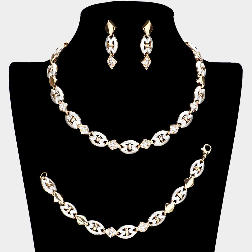 Madeline Love Two Tone Rhinestone Necklace Jewelry Set