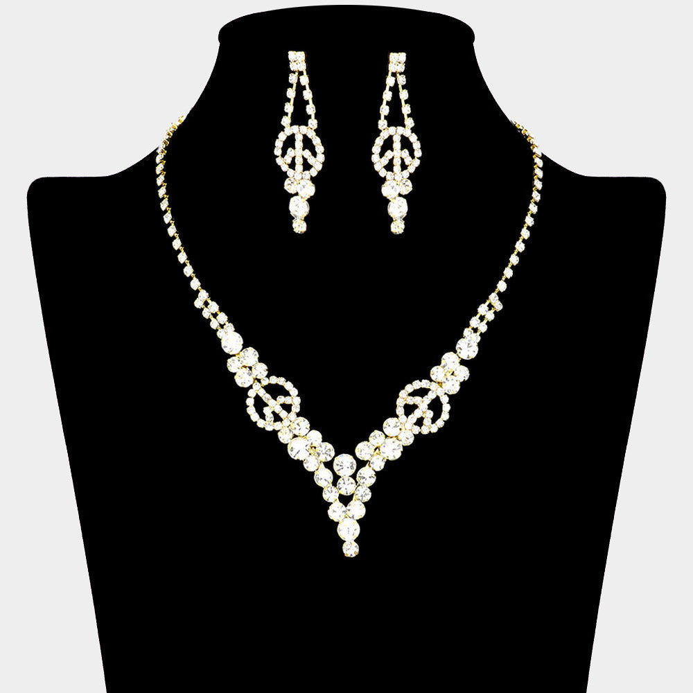 Madeline Love Gold Crystal rhinestone peace symbol necklace - Jewelry