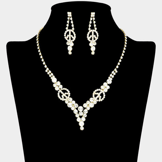 Madeline Love Gold Crystal rhinestone peace symbol necklace - Jewelry