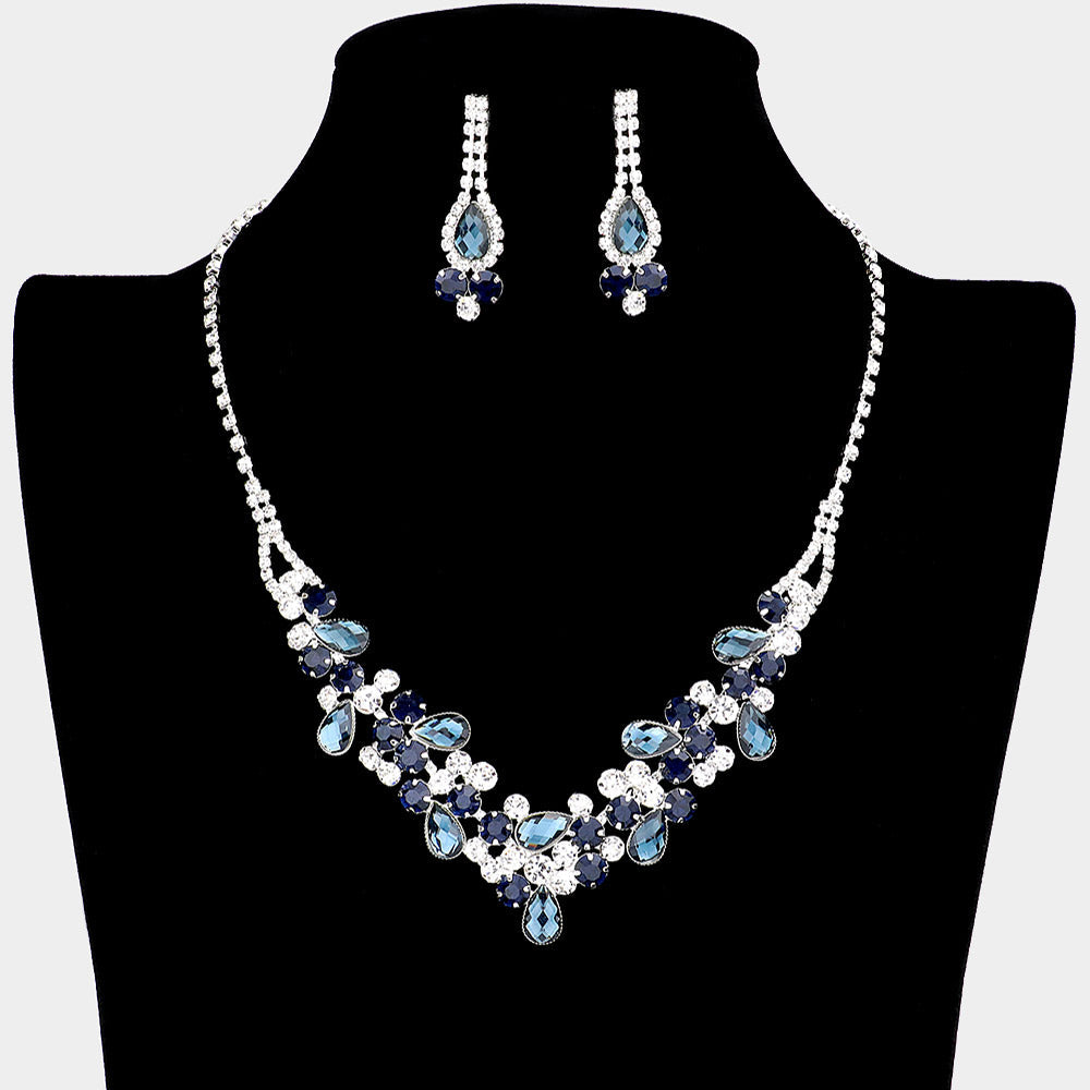 Madeline Love Montana Blue Teardrop Accented Rhinestone Necklace