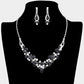 Madeline Love Black, Silver Teardrop Accented Rhinestone Necklace