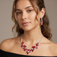 Madeline Love Red, Silver Teardrop Accented Rhinestone Necklace