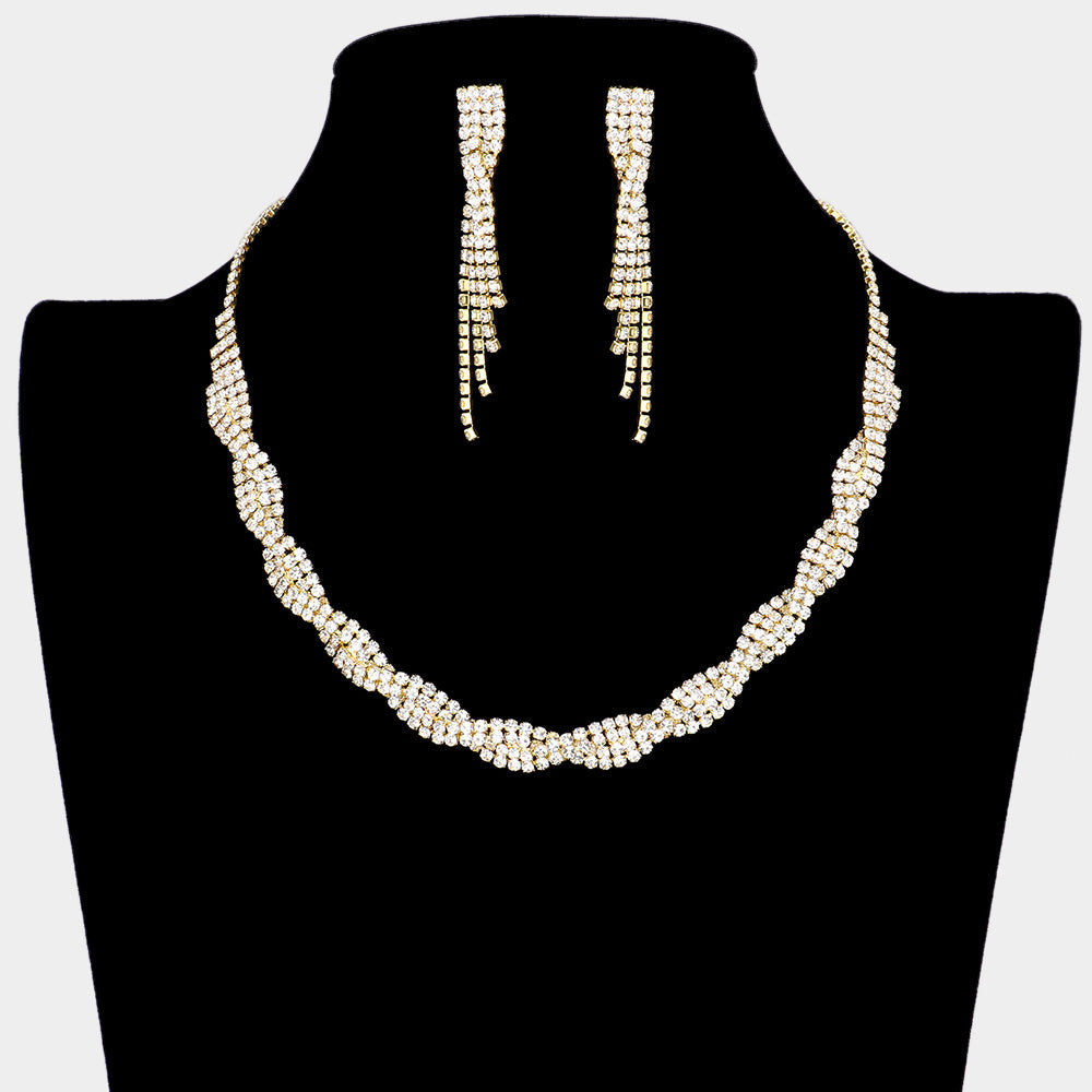 Madeline Love Gold Braided Rhinestone Necklace - Jewelry