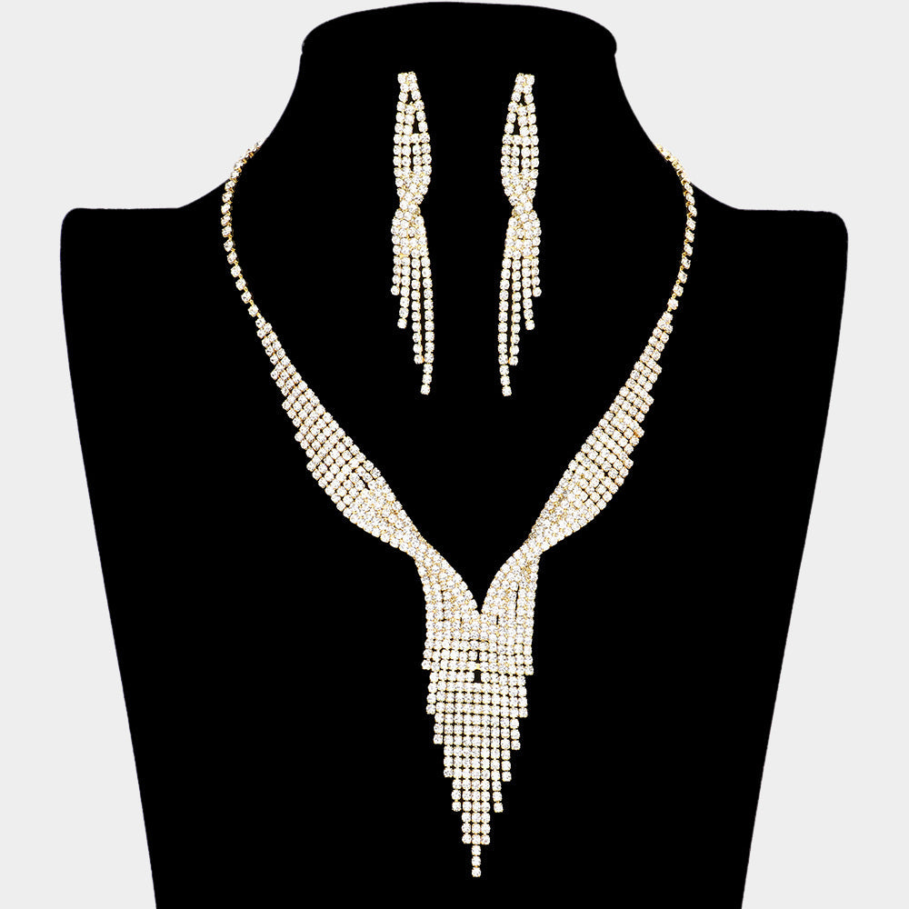 Madeline Love Gold Rhinestone Fringe Necklace