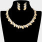 Madeline Love Clear, Gold Oblique Rhinestone Pave Teardrop Detail Collar Necklace - Jewelry