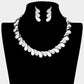 Madeline Love Silver Oblique Rhinestone Pave Teardrop Detail Collar Necklace - Jewelry