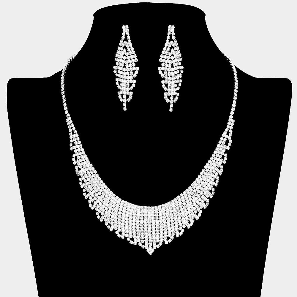 Madeline Love Silver Rhinestone Paved Fringe Necklace - Jewelry