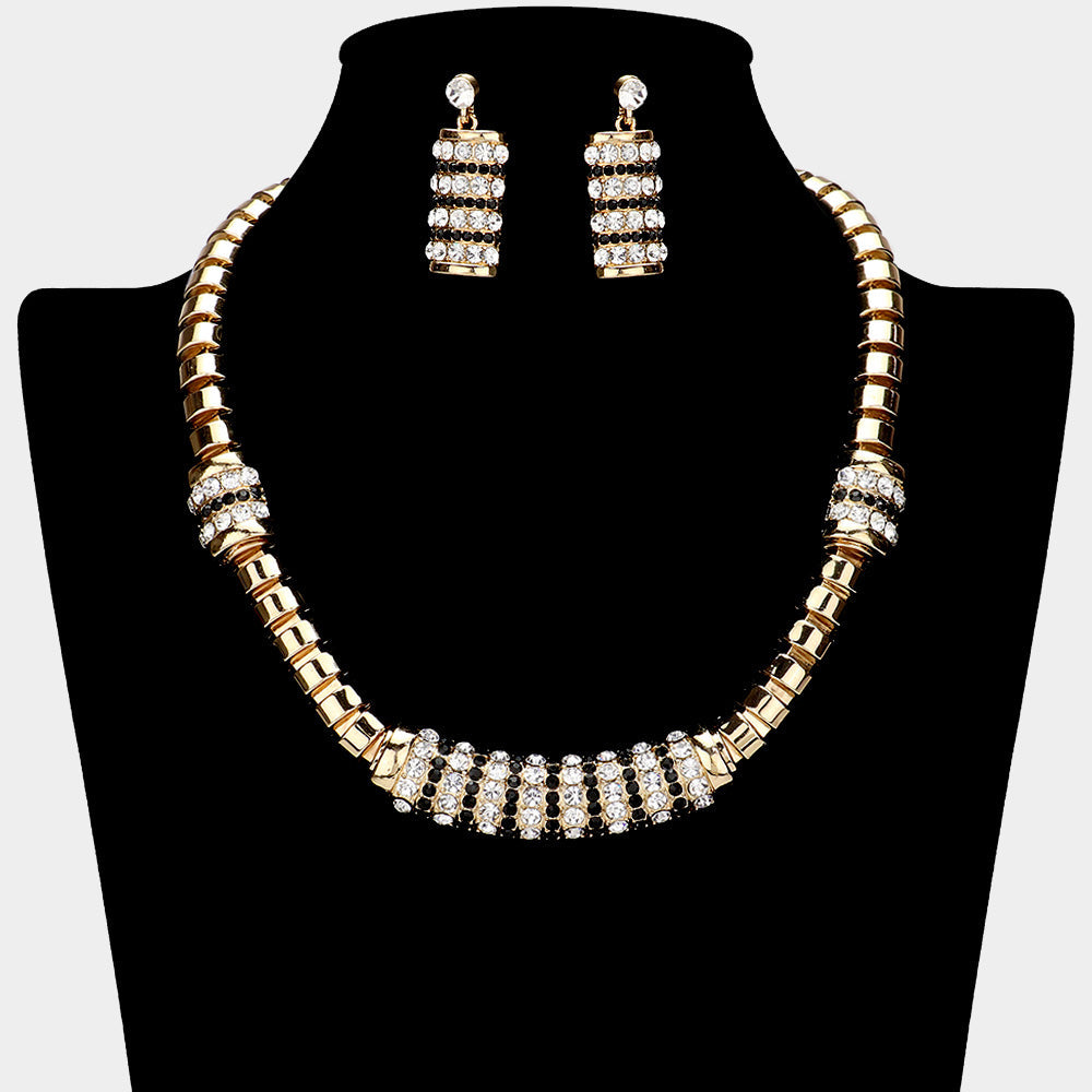 Madeline Love Clear, Gold Metal Rhinestone Necklace - Jewelry