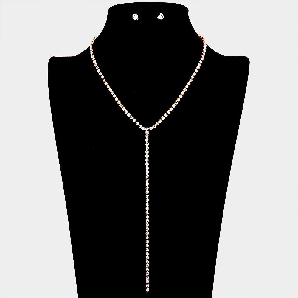 Madeline Love Gold Rhinestone Y Necklace - Jewelry