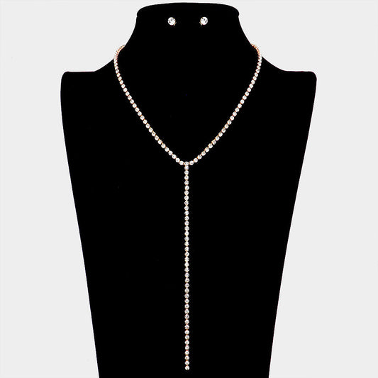 Madeline Love Gold Rhinestone Y Necklace - Jewelry