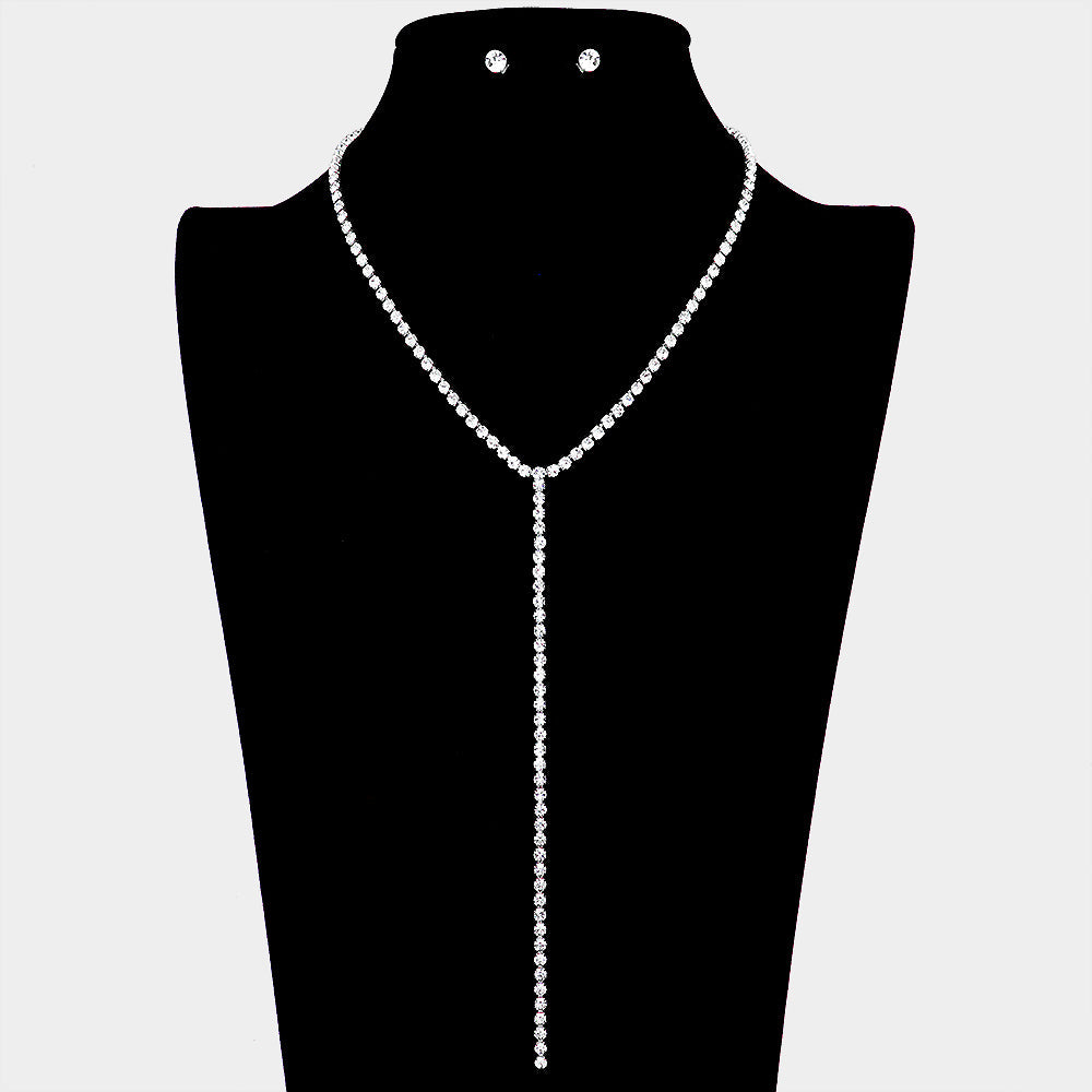 Madeline Love Rhodium Rhinestone Y Necklace - Jewelry