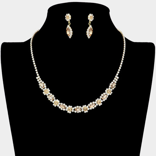 Madeline Love Topaz Marquise Round Stone Accented Rhinestone Necklace - Jewelry