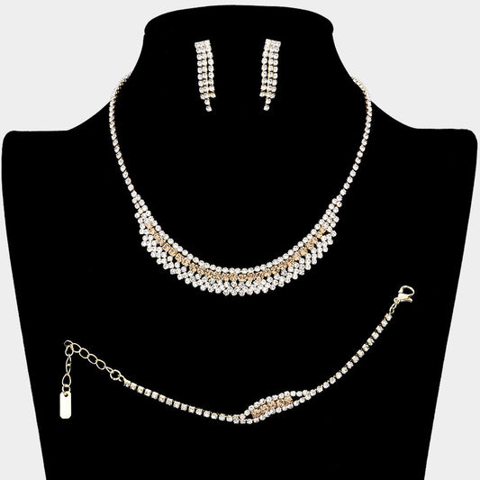Madeline Love Lt Col Topaz 3PCS - Rhinestone Pave Necklace Set - Jewelry