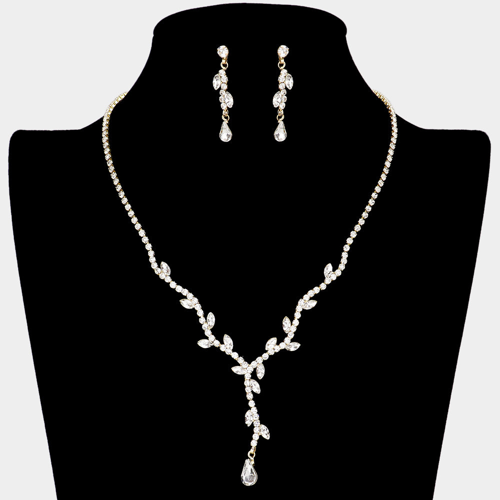 Madeline Love Gold Sprout Detailed Rhinestone Necklace - Jewelry