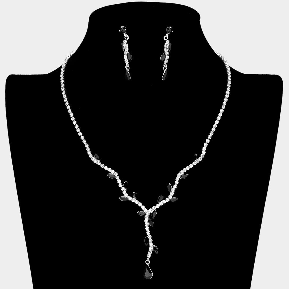 Madeline Love Black Sprout Detailed Rhinestone Necklace - Jewelry