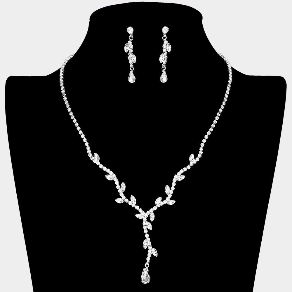 Madeline Love Silver Sprout Detailed Rhinestone Necklace - Jewelry