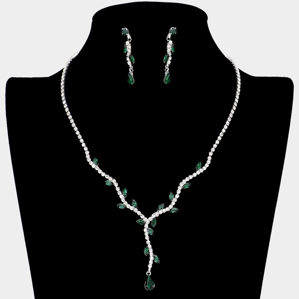 Madeline Love Emerald Sprout Detailed Rhinestone Necklace - Jewelry